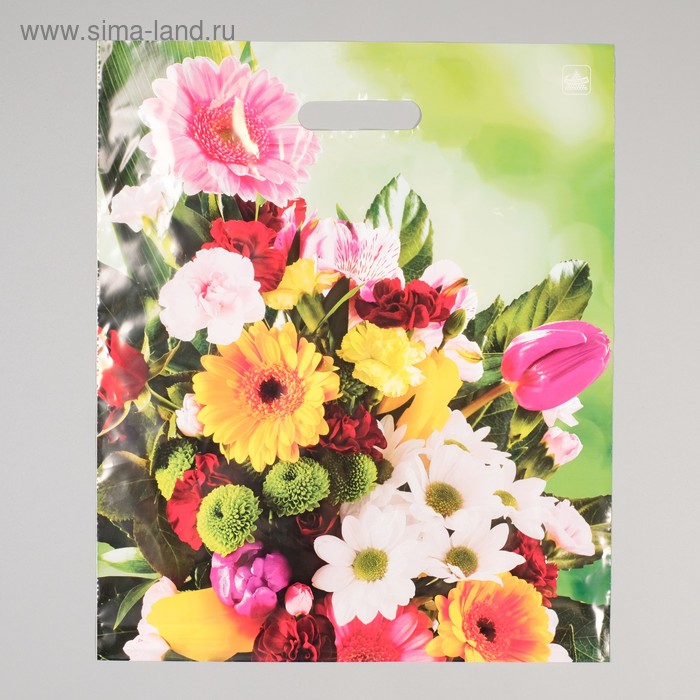 Пакет "Праздничный букет", полиэтиленовый с вырубной ручкой, 38 х 45 см, 55 мкм - Фото 1