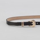 Ремень женский "Роскошь", пряжка и хомут золото, ширина - 1,5см, чёрный - Фото 2