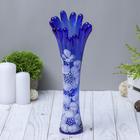 ваза "Коралл" h 280 мм. из синего стекла (ручная роспись) рис. № 9 (Бел.) - фото 3451749
