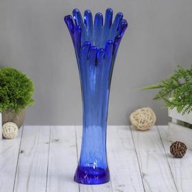 ваза "Коралл" h 280 мм. из синего стекла (без декора)