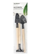 Набор инструментов, 3 предмета: грабли, 2 лопатки, длина 24 см, деревянные ручки - фото 809627773