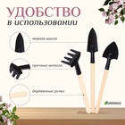 Набор садового инструмента для комнатных растений, 3 предмета: грабли, 2 лопатки, длина 24 см, деревянные ручки, Greengo - Фото 10
