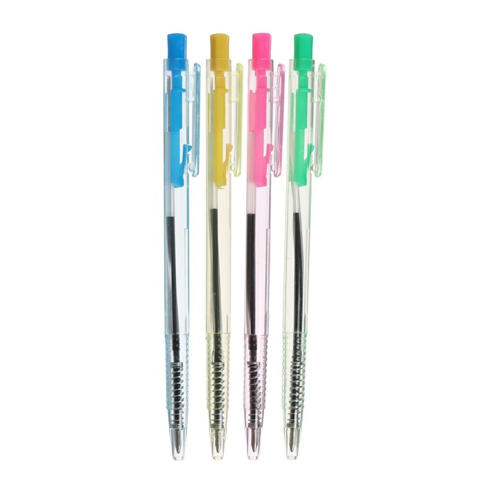 Ручка шариковая Calligrata, автоматическая, синий стержень, узел 0.7 мм, с рифлёным держателем, МИКС - Фото 1