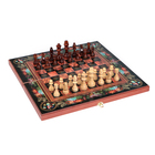 Настольная игра 3 в 1 "Цветы": шахматы, шашки, нарды (доска дерево 50х50 см) - Фото 2