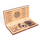 Настольные игры 3 в 1 "Цветы": шахматы, шашки, нарды, деревянные, большие 50 х 50 см - Фото 8