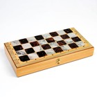 Настольная игра 3 в 1 "Мрамор": шахматы, шашки, нарды (доска дерево 40х40 см) - фото 9670383