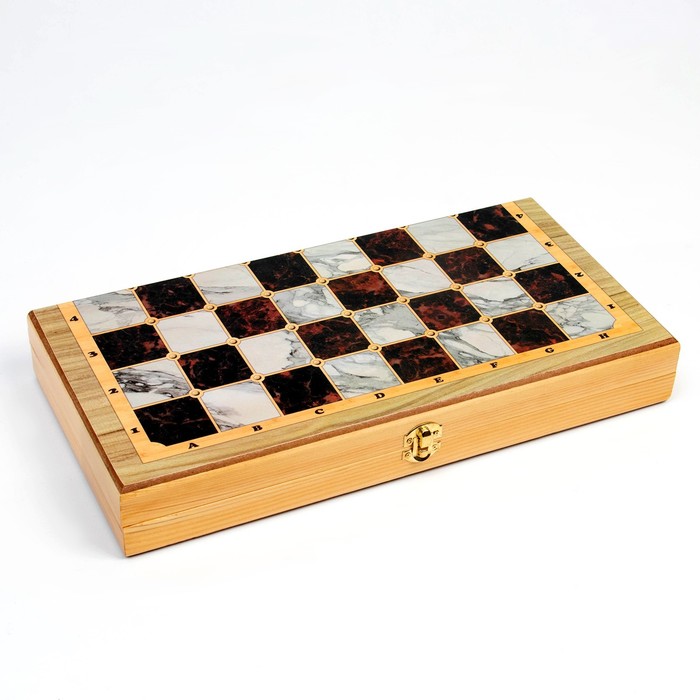 Настольная игра 3 в 1 "Мрамор": шахматы, шашки, нарды, доска дерево 40 х 40 см - фото 1927272467
