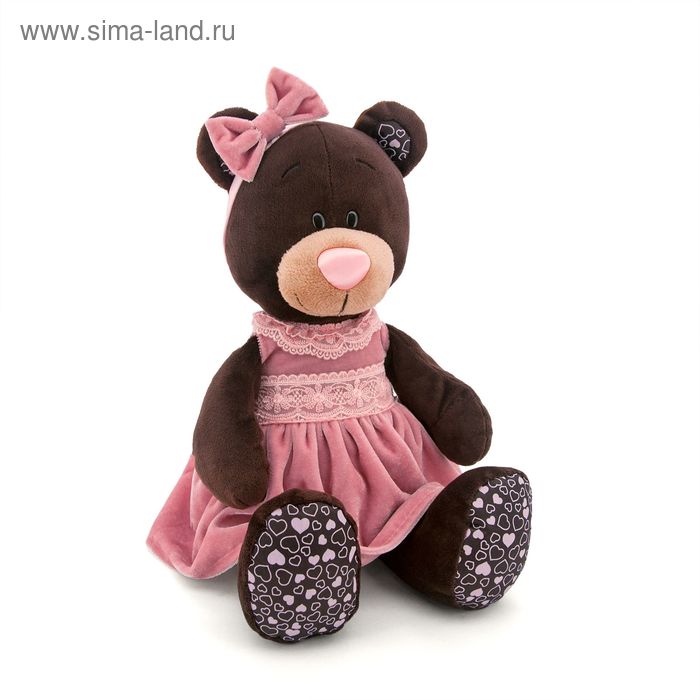 Мягкая игрушка Milk, сидячая, в розовом бархатном платье, 30 см - Фото 1