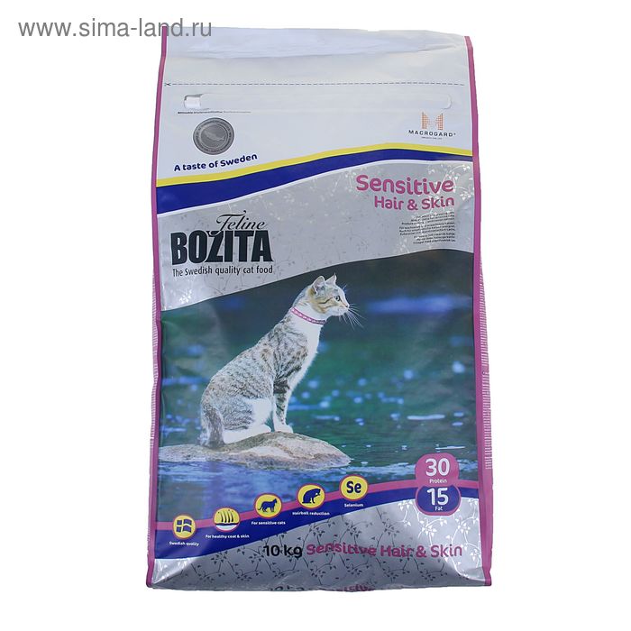 Сухой корм для кошек BOZITA Feline Funktion  Sensitive Hair & Skin 10 кг - Фото 1