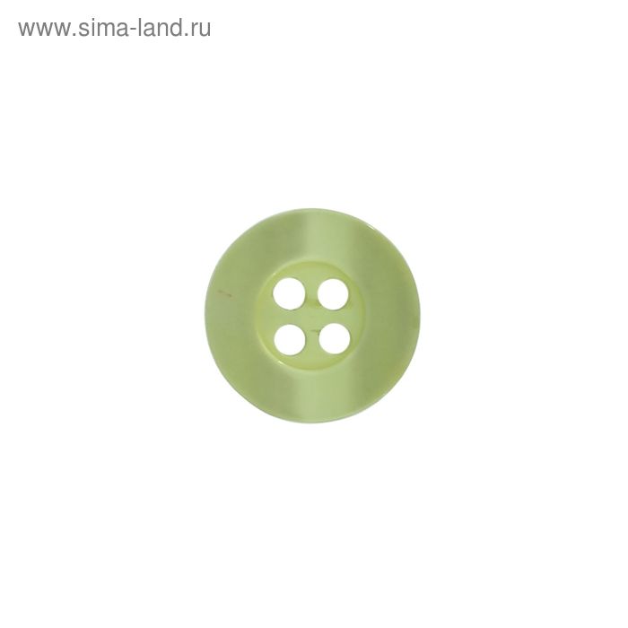 Пуговица, 4 прокола, 13мм, цвет светло-зелёный - Фото 1
