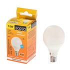 Лампа светодиодная Ecola, G45, 7 Вт, E14, 2700 К, 82x45, теплый белый - Фото 1