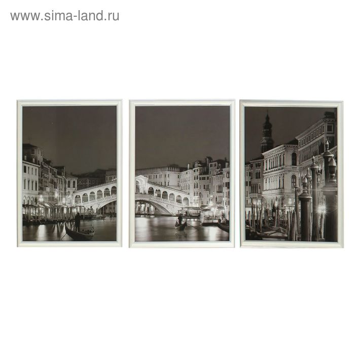 Картина модульная "Чёрно-белая Венеция" (3-33х39) 39х99 см - Фото 1