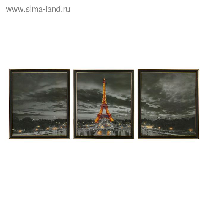 Картина модульная "Огни башни" 3шт-33х38см;  38х99 см - Фото 1