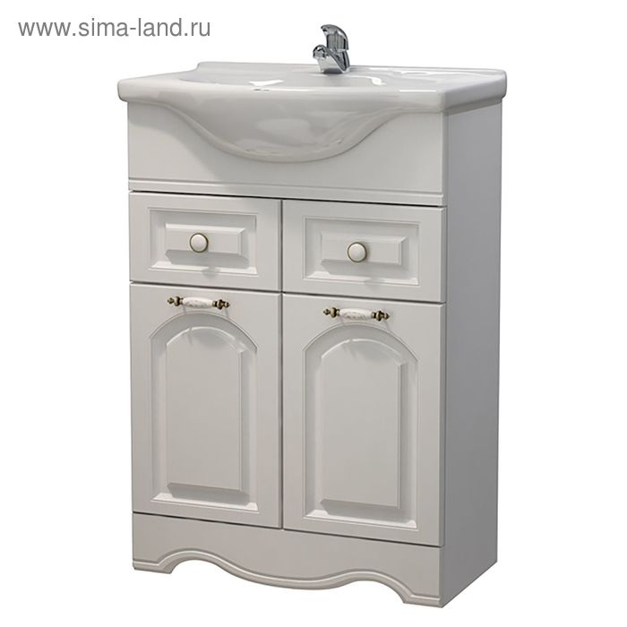 Тумба "Прованс 60" с раковиной "Элегия 60 DB2", белый ясень - Фото 1