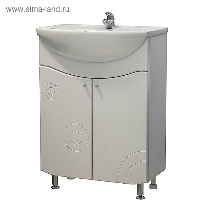 Тумба "Соло 60" с раковиной "Уют 60", белая - Фото 1