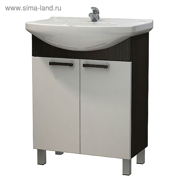 Тумба "Капучино NEW 65" под раковину "Элеганс 65", белая/венге - Фото 1