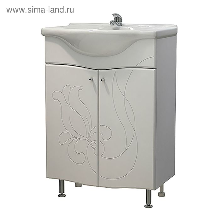 Тумба "Бергамо 60" с раковиной "Элегия 60", белая - Фото 1