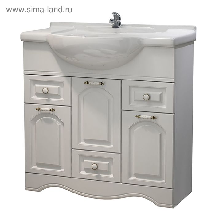 Тумба "Прованс 85" с раковиной "Дрея 85", белый ясень - Фото 1