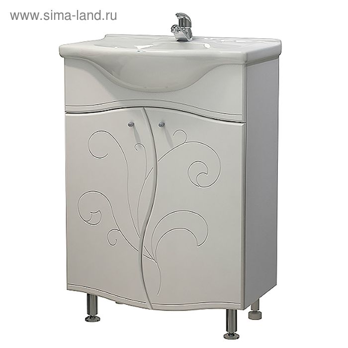 Тумба "Оливия 60" с раковиной "Элегия 60", белая - Фото 1
