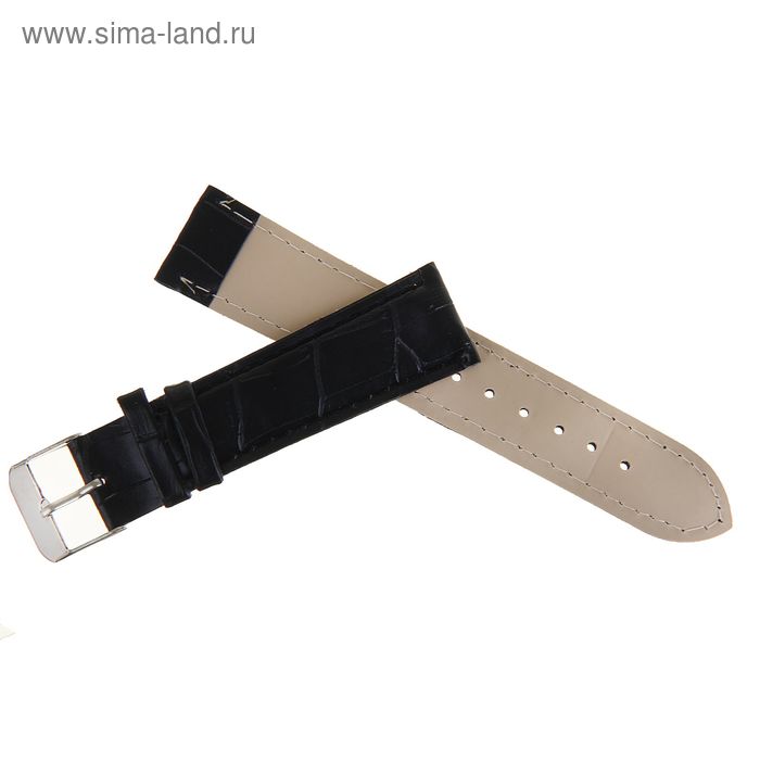 Ремешок для часов «Соломон», 20 мм, экокожа, длина 19 см, чёрный с тиснением - Фото 1