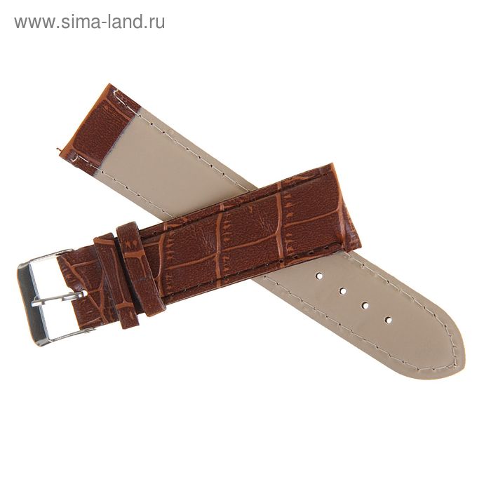 Ремешок для часов «Соломон», 22 мм, экокожа, длина 19 см, коричневый с тиснением - Фото 1