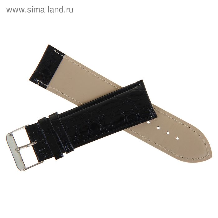 Ремешок для часов «Соломон», 24 мм, экокожа, длина 20 см, чёрный с тиснением - Фото 1
