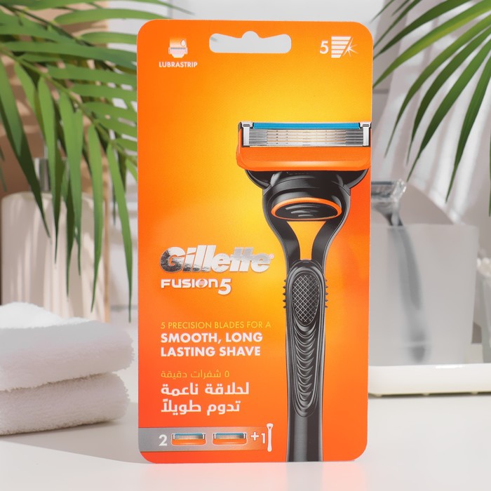 Бритвенный станок Gillette Fusion + 2 сменных кассеты, 5 лезвий - Фото 1