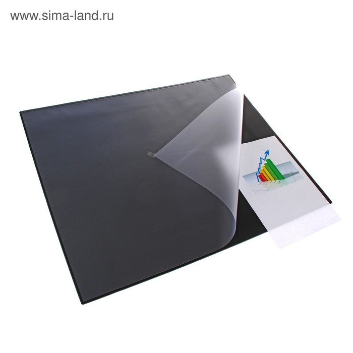 Накладка на стол Durable, 650 × 520 мм, нескользящая основа, верхний прозрачный лист, чёрная