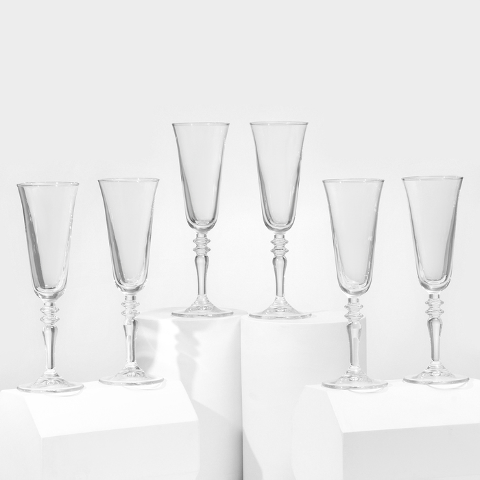 Набор бокалов для шампанского стеклянный Vintage, 190 мл, 6 шт - фото 1908267780