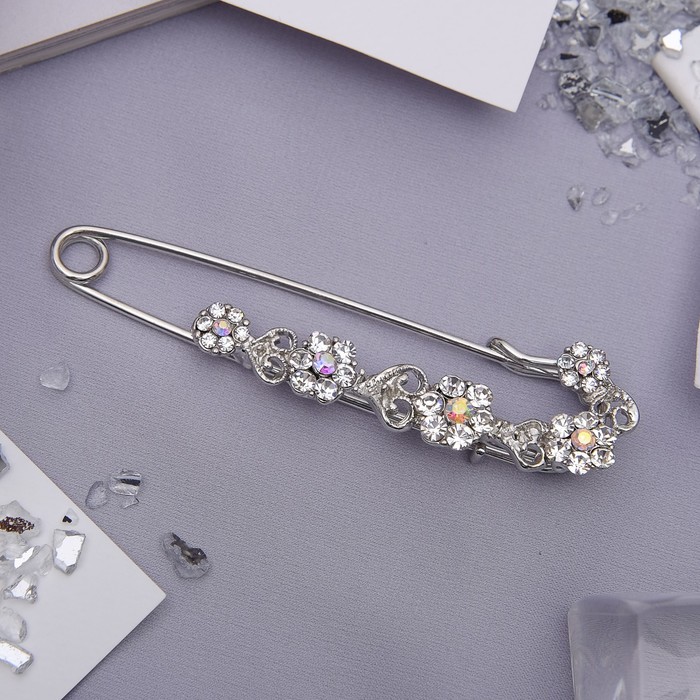 Булавка «Цветочный аромат», 7 см, цвет серебро - Фото 1