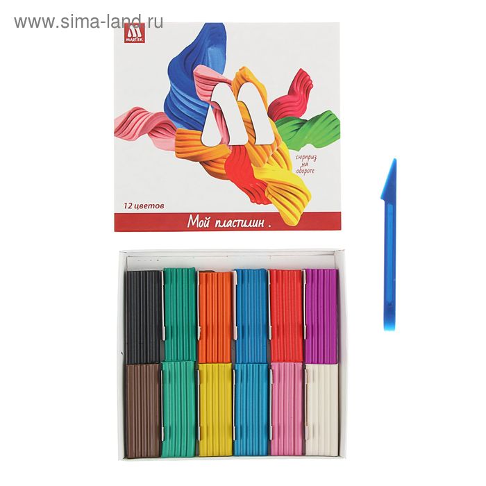 Пластилин 12 цветов, «Гамма», со стеком - Фото 1