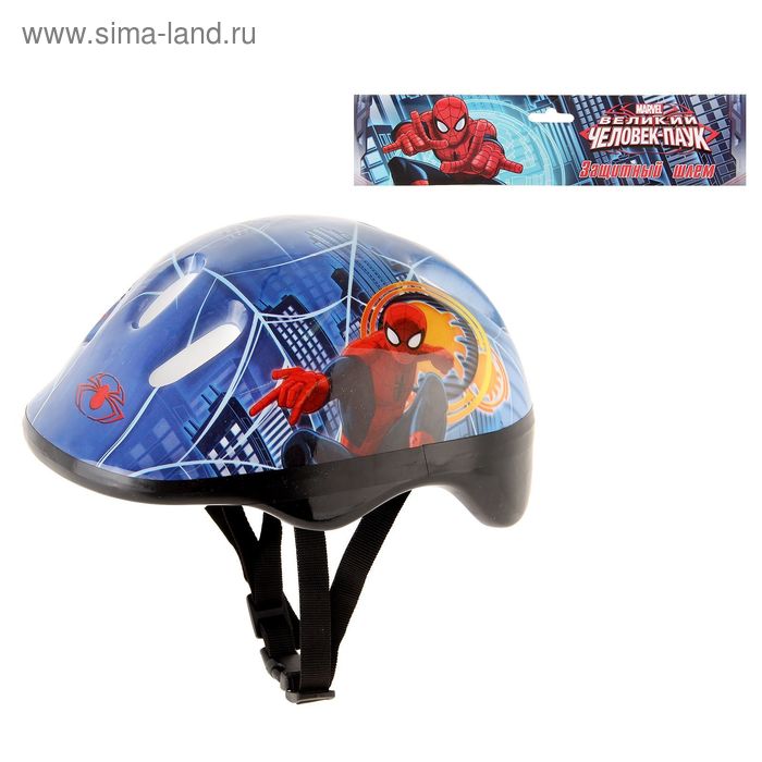 Шлем защитный детский "Человек Паук", р. M (55-58 см) - Фото 1