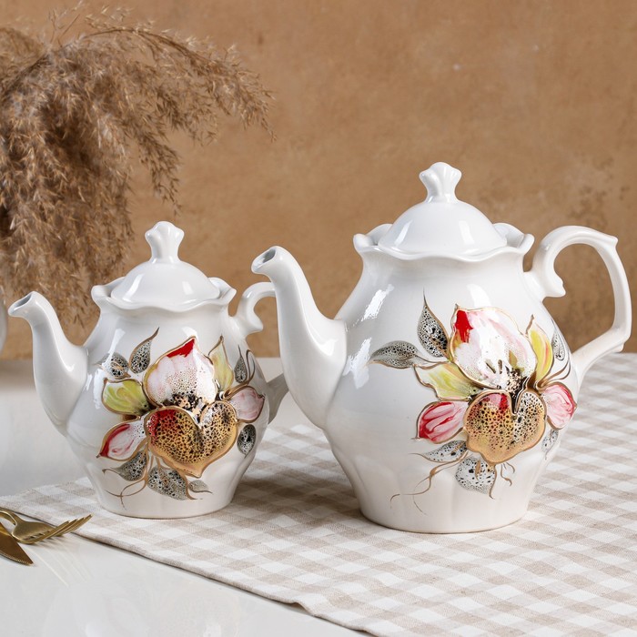 Чайный набор "Ландыш", белая, керамика, 2 л, 1 л, микс - Фото 1