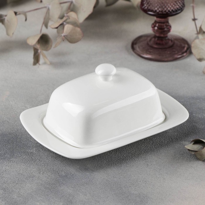 Маслёнка фарфоровая Wilmax, 19×12,5×8,5 см, цвет белый - Фото 1