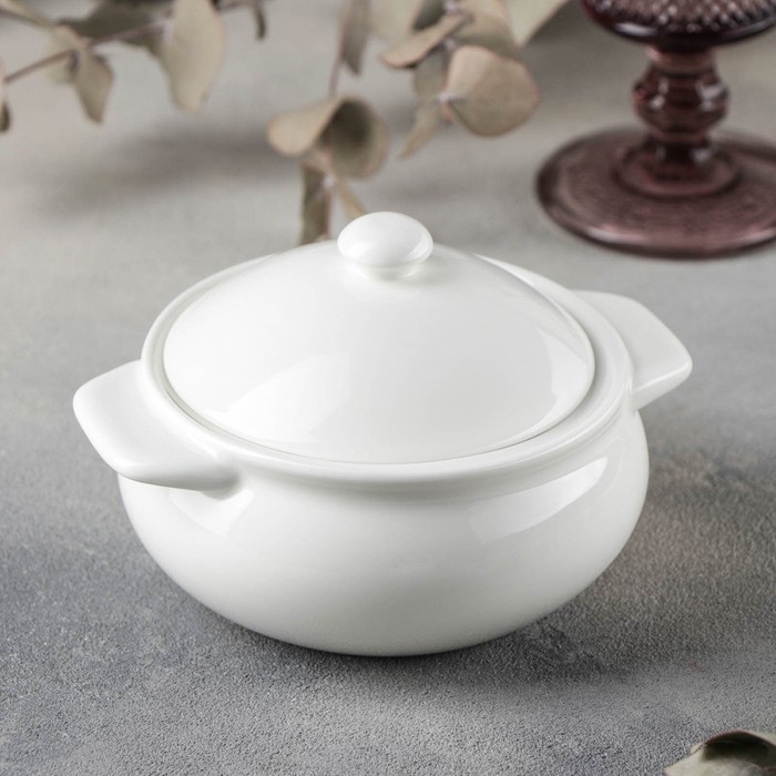 Горшок фарфоровый для запекания Wilmax, 450 мл, цвет белый - Фото 1