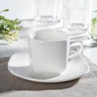 Чайная пара фарфоровая Wilmax Ilona, 2 предмета: чашка 200 мл, блюдце d=14,5 см, цвет белый - фото 2845382