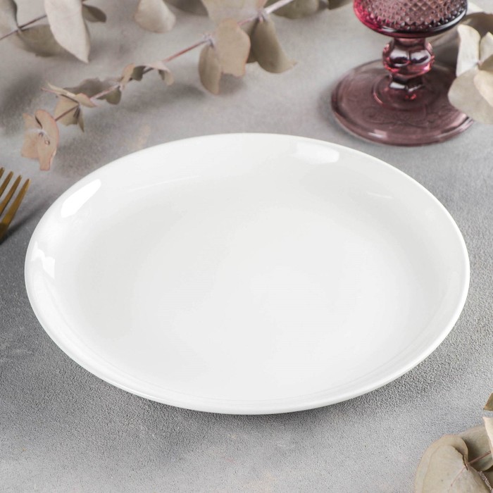 Тарелка фарфоровая десертная с утолщённым краем Wilmax Olivia Pro, d=20 см, цвет белый - фото 1908267925