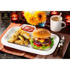 Блюдо фарфоровое прямоугольное с соусником Wilmax Teona, 20×12 см, белое - Фото 5