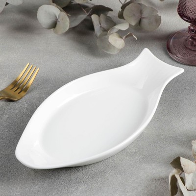 Блюдо для рыбы Wilmax, 25.5×12 см, фарфор, белое