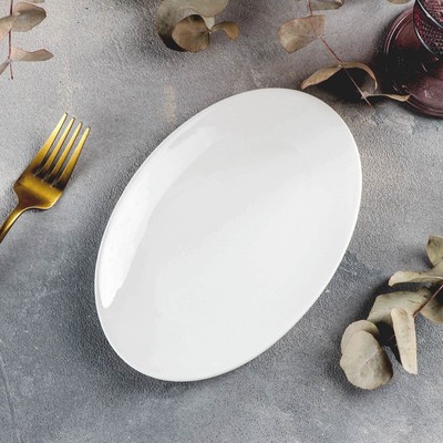 Блюдо фарфоровое овальное Wilmax Olivia, 13,5×20 см, цвет белый