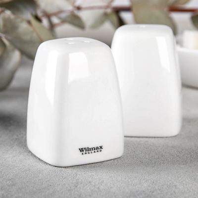 Набор для специй Wilmax Ilona, 2 предмета: солонка 60 мл, перечница 60 мл, фарфор, белый