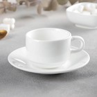 Кофейная пара фарфоровая Wilmax Stella, 2 предмета: кружка 140 мл, блюдце, цвет белый - фото 2845423