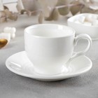 Чайная пара фарфоровая Wilmax, 2 предмета: чашка 220 мл, блюдце d=14,2 см, цвет белый - фото 2845435