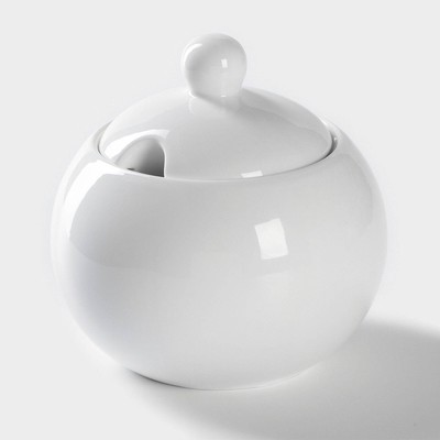 Сахарница с крышкой Wilmax Olivia, 540 мл, фарфор, белая