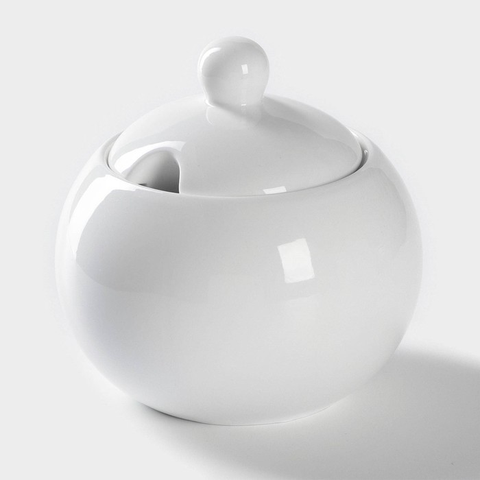 Сахарница с крышкой Wilmax Olivia, 540 мл, фарфор, белая