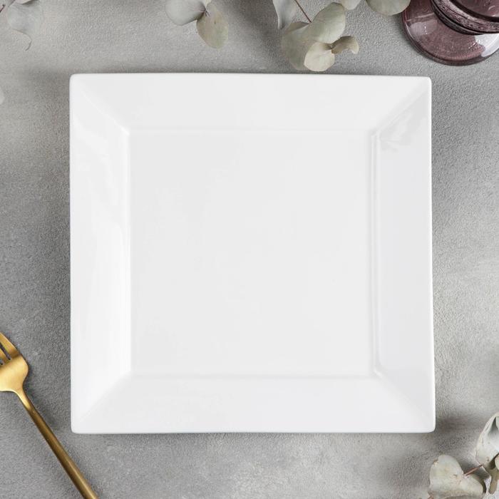 Тарелка фарфоровая квадратная Wilmax Stella, 25×25 см, цвет белый - Фото 1