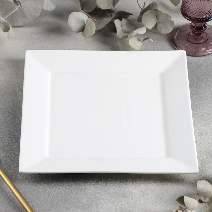 Тарелка фарфоровая квадратная Wilmax Stella, 25×25 см, цвет белый - фото 1927273167