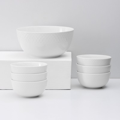 Салатники Wilmax «Юлия Высоцкая», набор 7 шт.: салатник большой d=20 см, салатники малые d=12 см, фарфор, белые