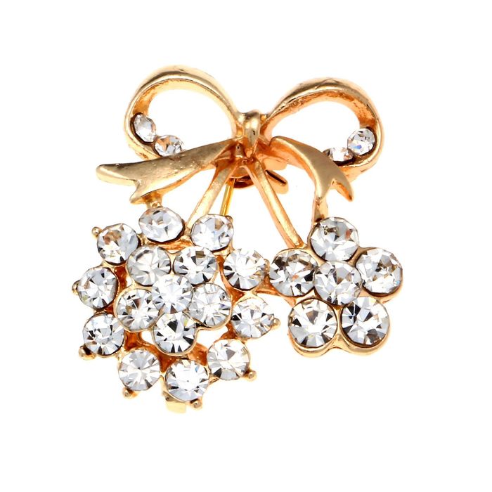 Брошь «Вишневый сад», цвет белый в золоте - Фото 1