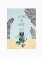 Брошь «Сова на ветке», голубая в чернёном серебре - Фото 2